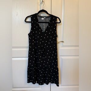 GAP Factory Black Polka Dot Sleeveless V-Neck Dress